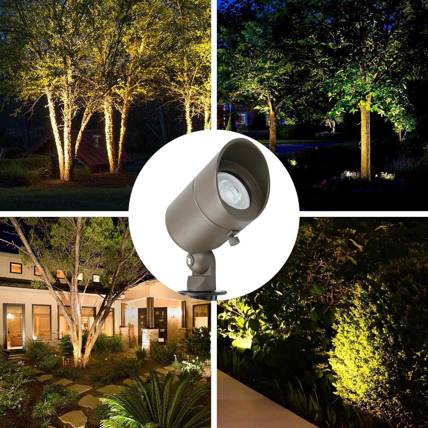 Lumina Lighting® 4W Landscape lighting 12V Landscape Lights Low Voltage Landscape Spotlights Warm White Waterproof Outdoor Replaceable LED Bulb for Garden, Lawn, Porch, Patio and Yard (Bronze, 6-Pack)