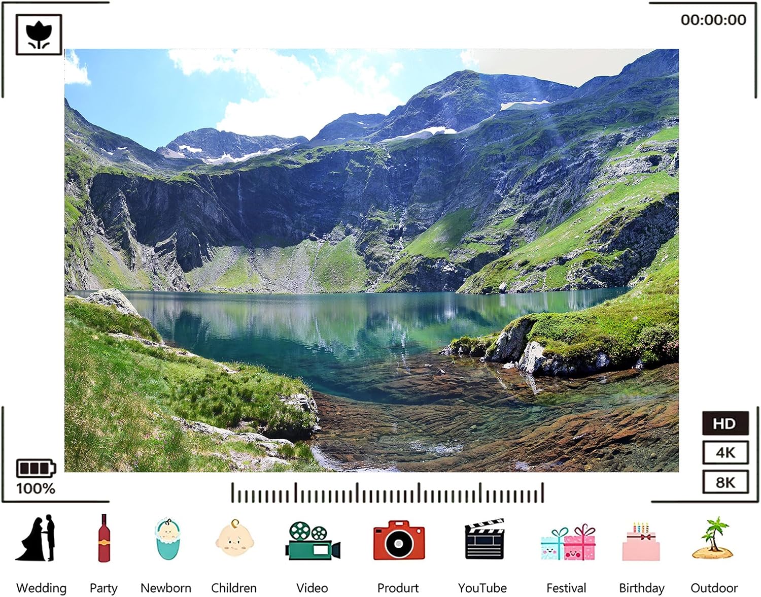 Trykid 20x10ft Alpine Glacial Lake Mountain Backdrop Clear Green Water Cliff Fresh Alpine Nature Landscape Photography Background Outdoor Travel Party Decoration Photo Booth Prop Fabric