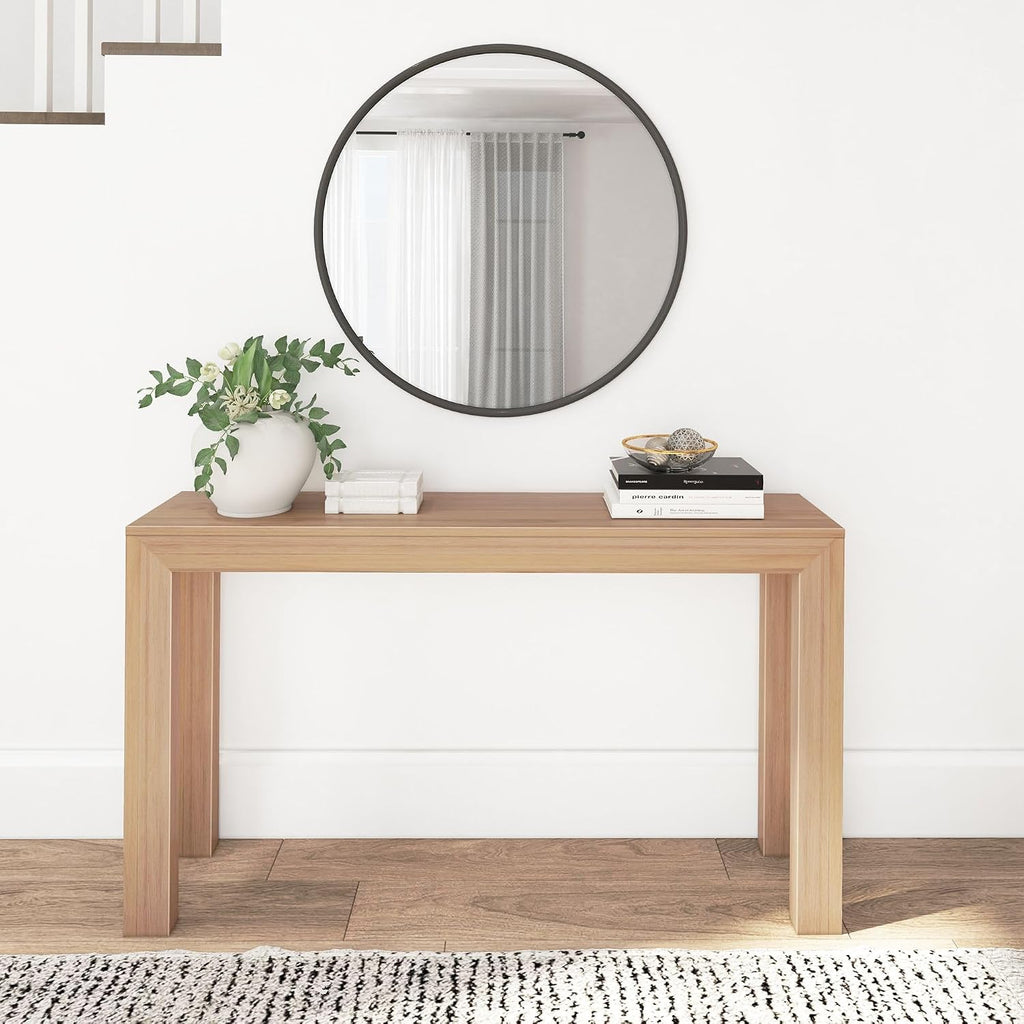 Plank+Beam Modern 56 Inch Console Table, Solid Pine Wood Entryway Table, Narrow Sofa Table for Hallway or Living Room, Blonde