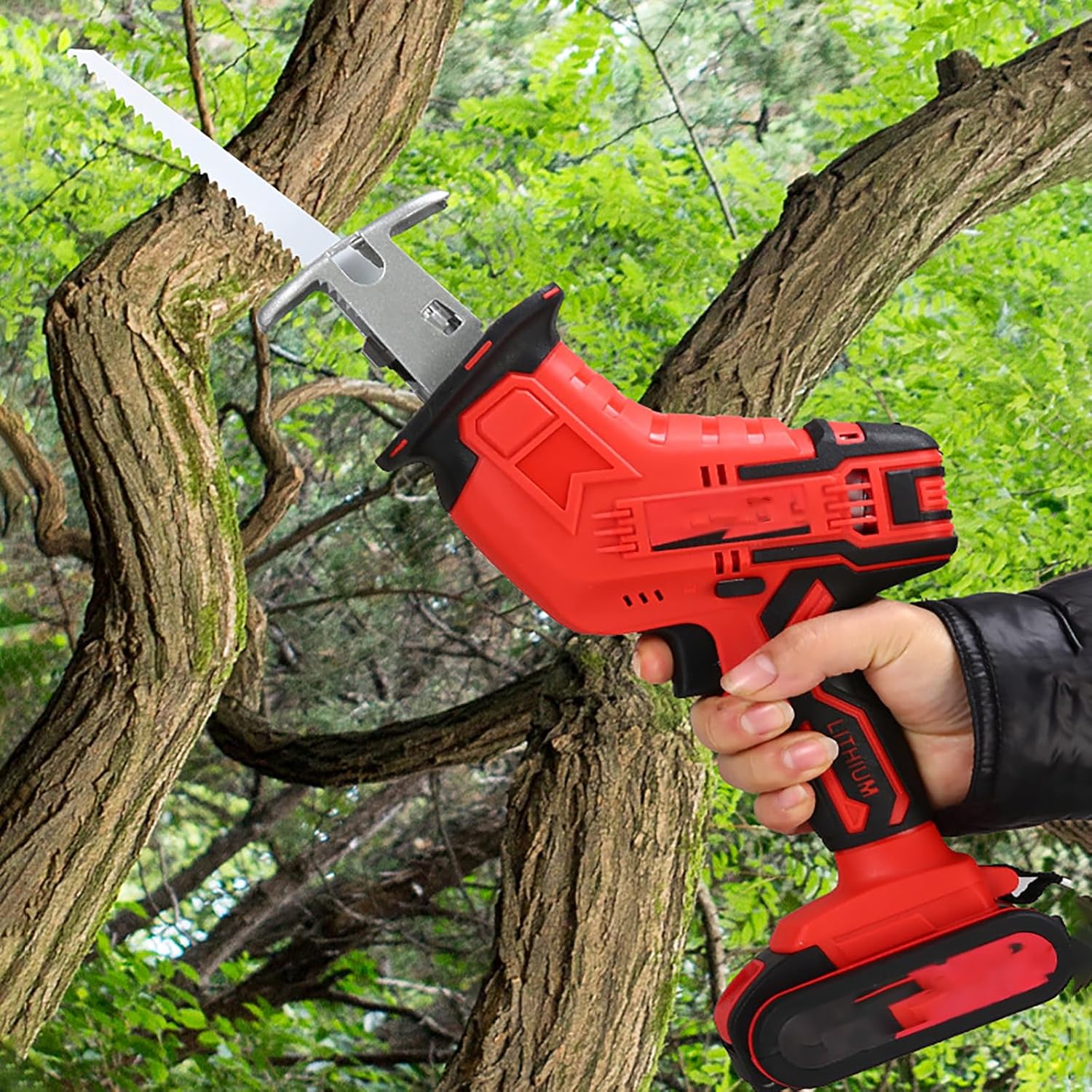 Cordless Reciprocating Saws - Compact Saw W Battery&Charger, Variable Speed, 4 Saw Blades, Tool-Free Blade Change Ideal For Metal,Wood Cutting Pruning (two batteries)