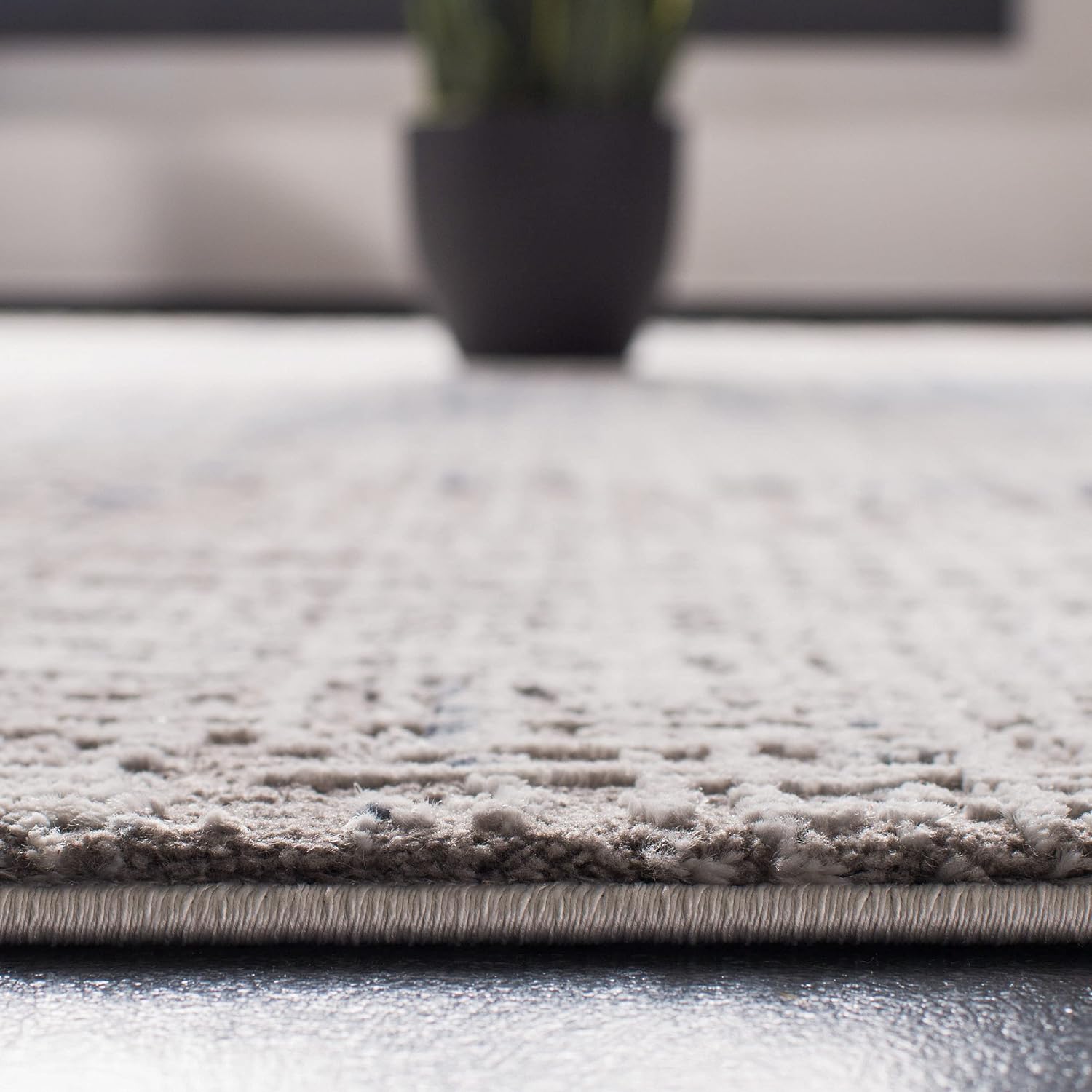 SAFAVIEH Craft Collection Runner Rug - 2'3' x 18', Grey & Blue, Modern Abstract Design, Non-Shedding & Easy Care, Ideal for High Traffic Areas in Living Room, Bedroom (CFT874F)
