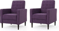GDFStudio Christopher Knight Home Mervynn Mid-Century Modern Fabric Recliners, 2-Pcs Set, Muted Purple / Dark Espresso