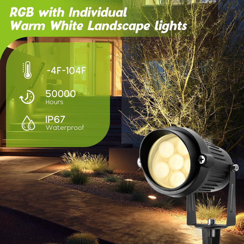 Christmas RGB Color Changing Low Voltage Landscape Lights LED Landscape Lighting Remote Control Outdoor Spotlight Waterproof Yard Garden Pathway Christmas Decoration with Connectors (12)