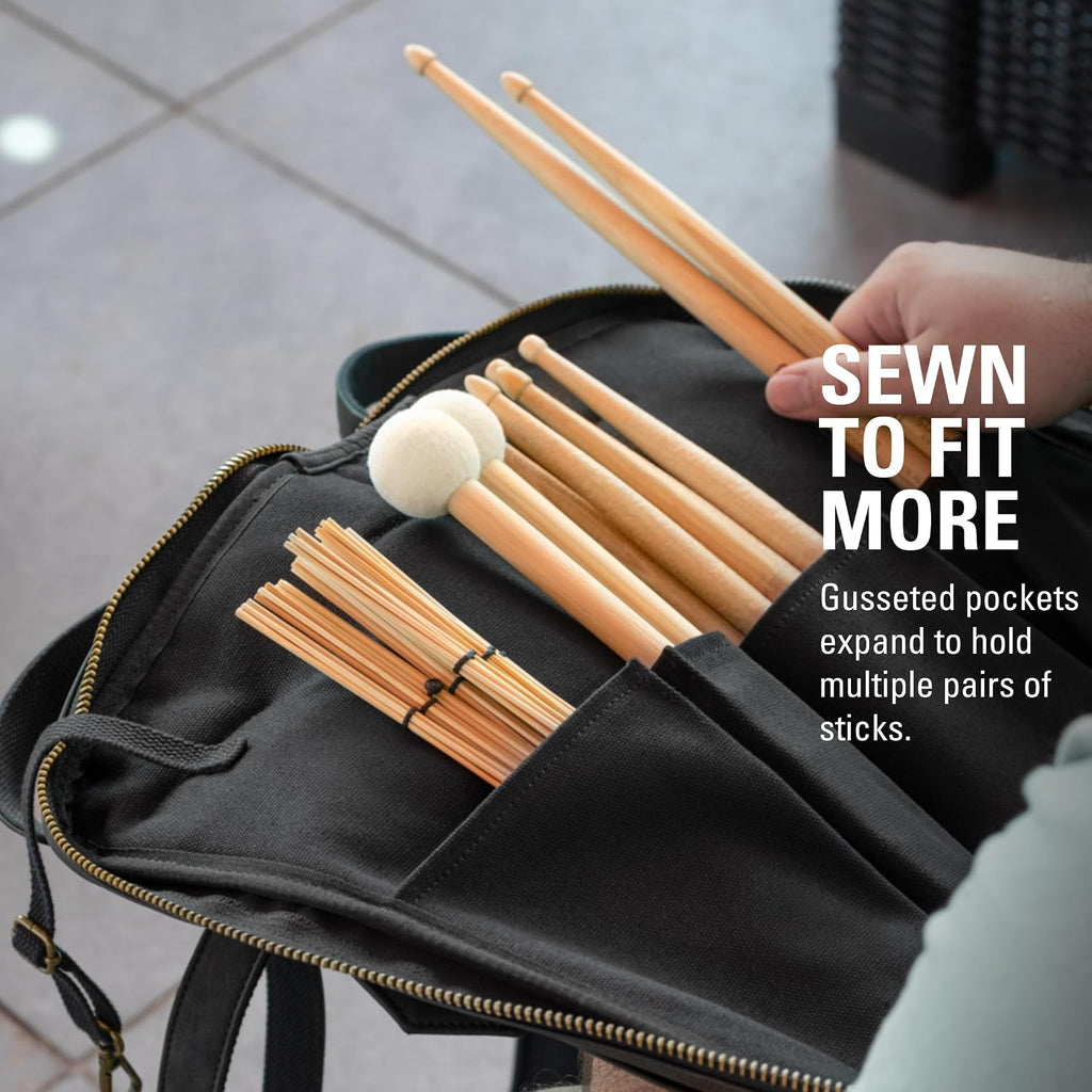 Meinl Percussion Drumstick Bag — Vintage Hyde — for Sticks, Mallets, Brushes and Rods, Heavy-Duty Fabric with Shoulder Strap Plus Floor Tom Hooks
