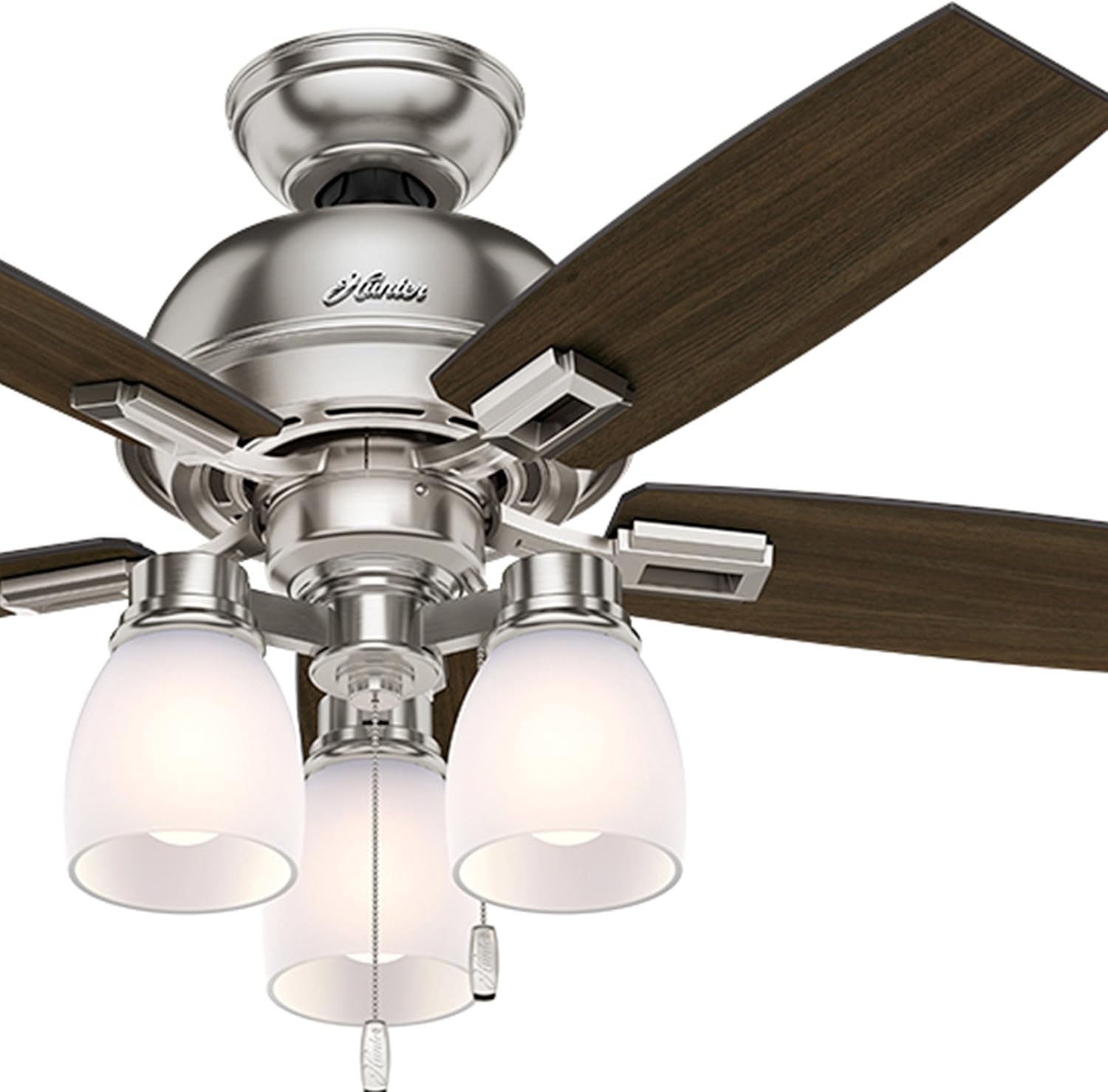 Hunter Fan 44 inch Casual Ceiling Fan in Brushed Nickel with LED Lights (Renewed)
