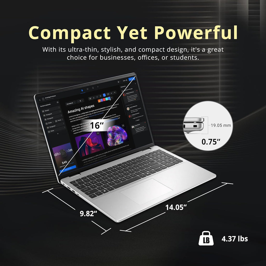 Dell 16' FHD+ Touchscreen Laptop, Intel Core 5 120U, 32GB RAM, 3TB Storage (2TB SSD + 1TB Docking Station Set), Intel Graphics, Backlit Keyboard, Numeric Keypad, Wi-Fi 6E, Win 11, Silver