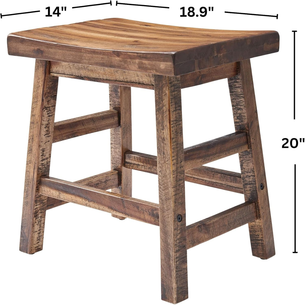 Alaterre Furniture Durango Set of 2 Industrial 20-Inch Wood Dining Stools – Rustic Farmhouse Style Solid Wood Backless Seats for Kitchen, Dining Table, or Extra Seating