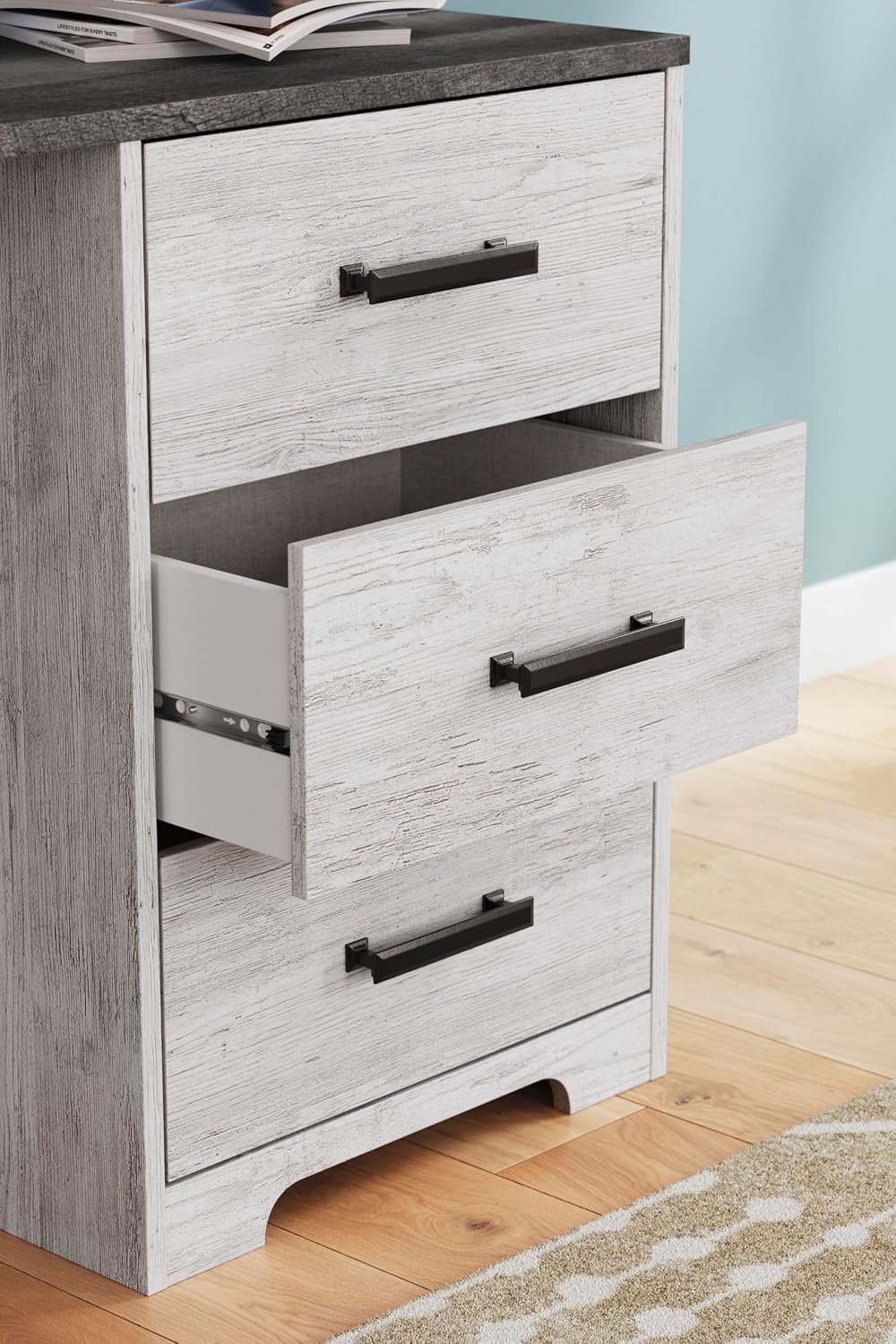 Signature Design by Ashley Shawburn Farmhouse 3-Drawer 54' Home Office Desk, White & Gray