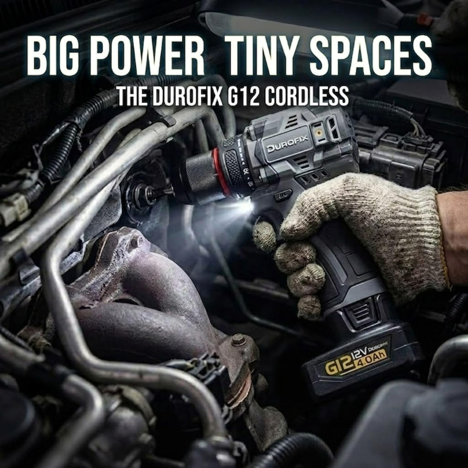 Durofix G12 Series RK12136-2-K4 12V Cordless 3/8' Hammer Drill Power Tool Combo Kit with Reciprocating Saw, 1 Battery & Charger