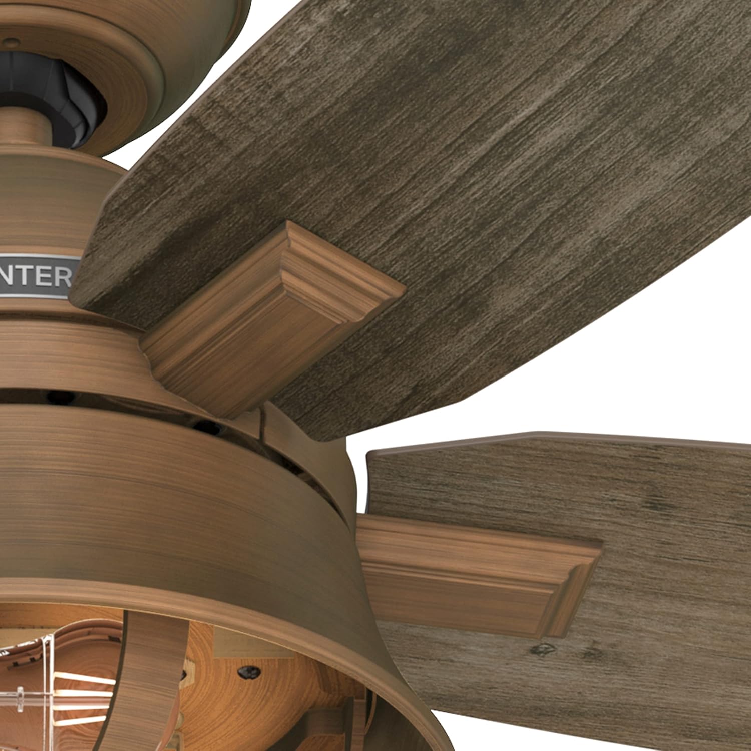 Hunter Fan 52 inch Casual Weathered Copper Indoor Ceiling Fan with LED Light Kit and Remote Control (Renewed)