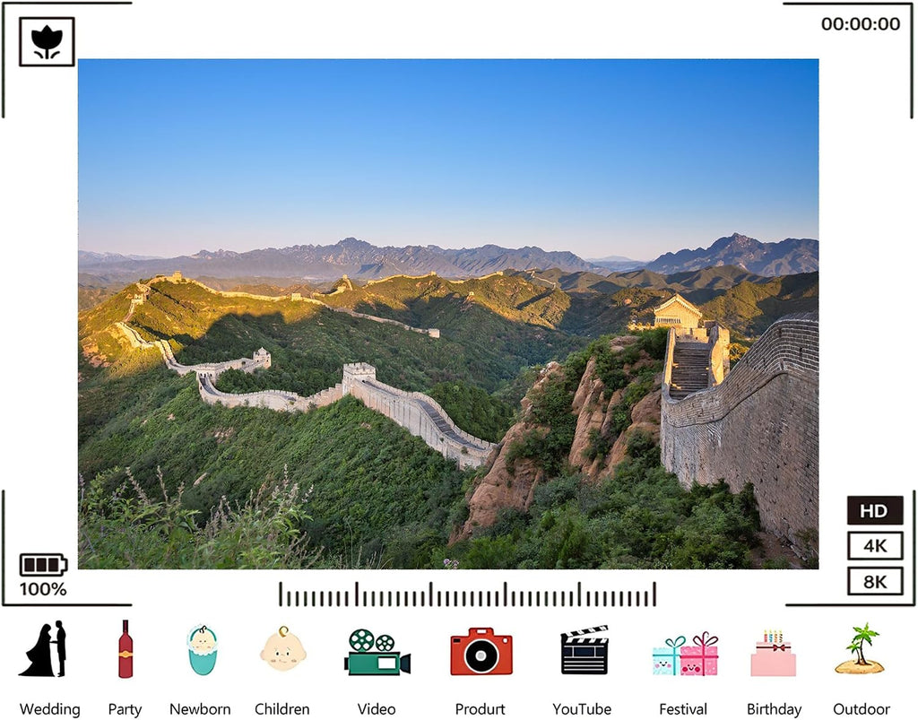 Trykid 20x10ft Great Wall Backdrop Ancient Stone Fortifications Lush Green Mountains Clear Blue Sky Photography Background Adventure Wedding Party Decoration Photo Booth Prop Fabric
