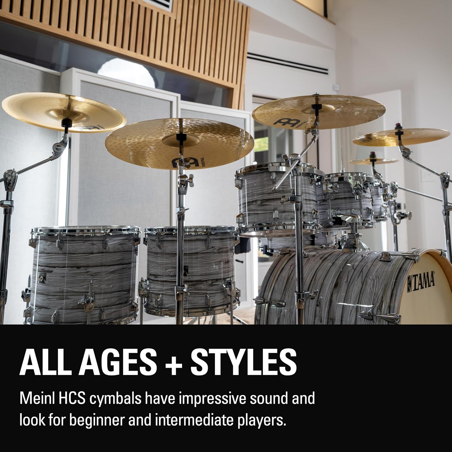 Meinl Cymbals Super Set Box Pack with 14' Hihats, 20' Ride, 16' Crash, 18' Crash, 16' China, and a 10' Splash – HCS Traditional Finish Brass – Made In Germany, 2-YEAR WARRANTY (HCS-SCS)