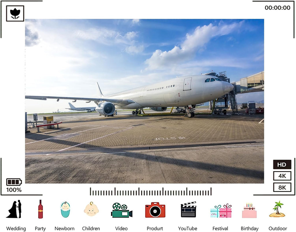 Trykid 20x10ft Commercial Jet On Tarmac Backdrop Airport Terminal Clear Blue Sky Modern Aviation Photography Background Travel Themed Farewell Event Party Decoration Photo Booth Prop Fabric