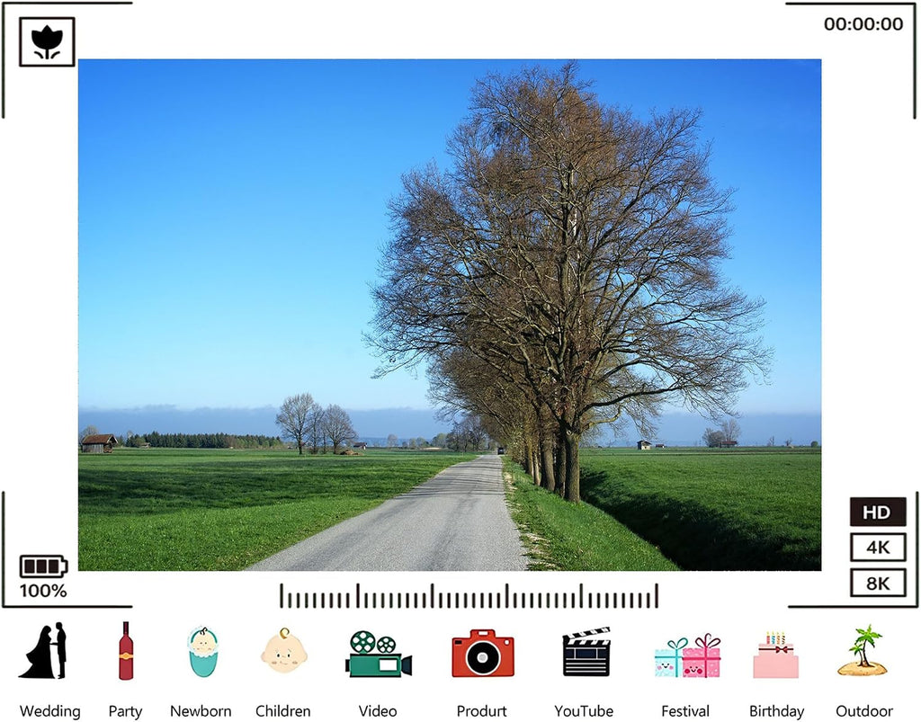 Trykid 20x10ft Tree Lined Country Road Green Fields Backdrop Rural Landscape Clear Sky Photography Background Travel Adventure Decor Party Decoration Photo Booth Prop Fabric