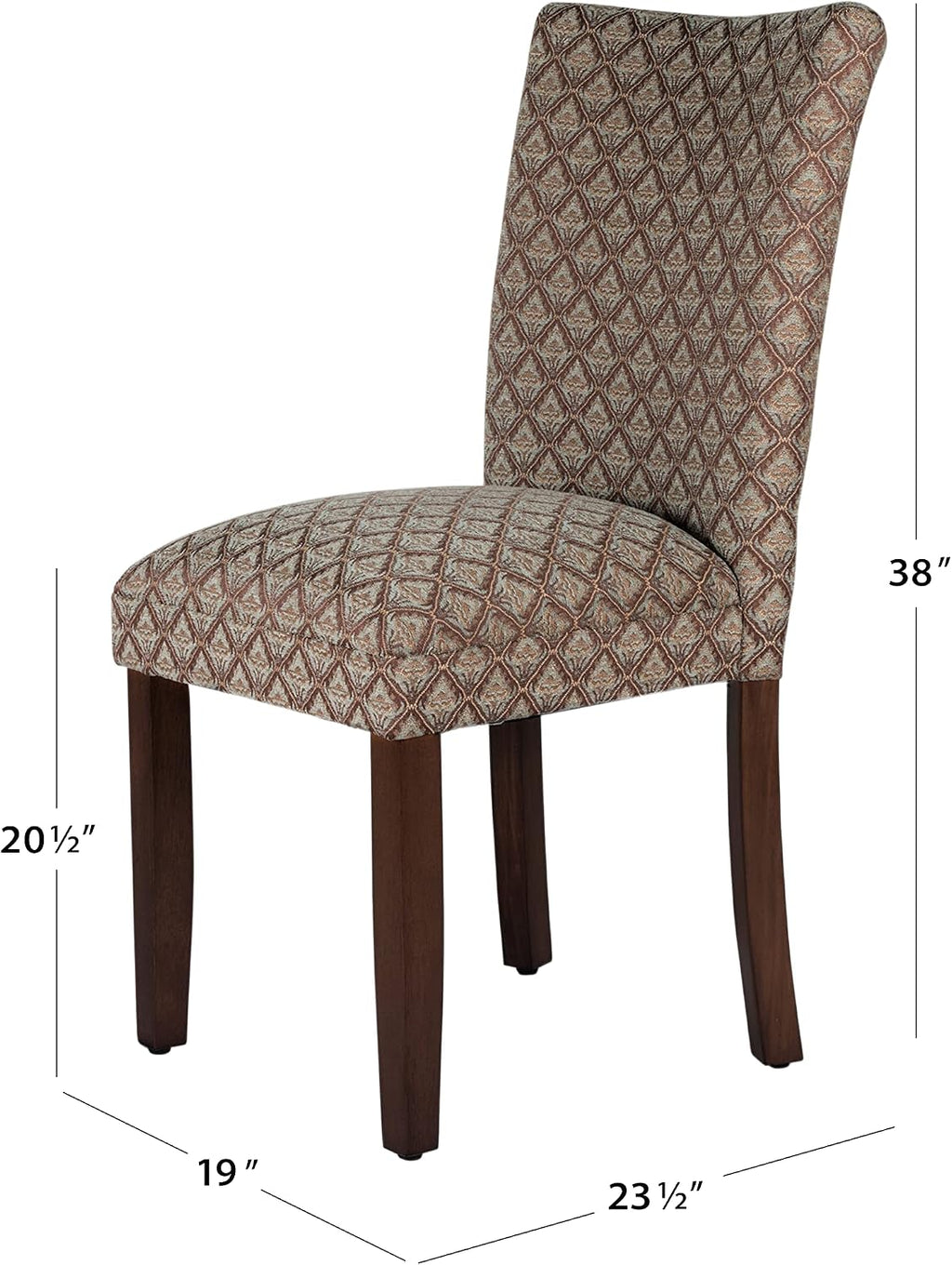 Homepop Home Decor |K1136-F662 | Classic Upholstered Parsons Dining Chair | Single Accent Dining Chair, Blue & Brown Damask