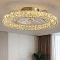 LUDOMIDE Flush Mount Ceiling Fan with Light, 22' Modern Crystal Chandelier Ceiling Fan with Smart 4-Light Color Change, Luxury LED Ceiling Fan, Low Profile Ceiling Fan for Bedroom (Gold)
