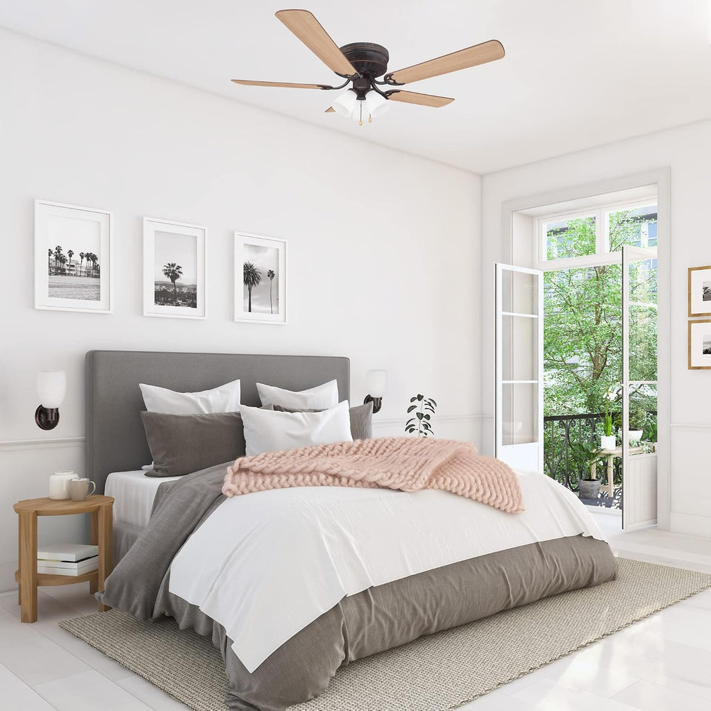 Design House 157388-ORB Millbridge 52-Inch Traditional 3-Speed, 5-Blade LED Indoor Hugger/Low Profile Ceiling Fan with LED Light Kit, Reversible Blades, Reverse Airflow, Oil Rubbed Bronze