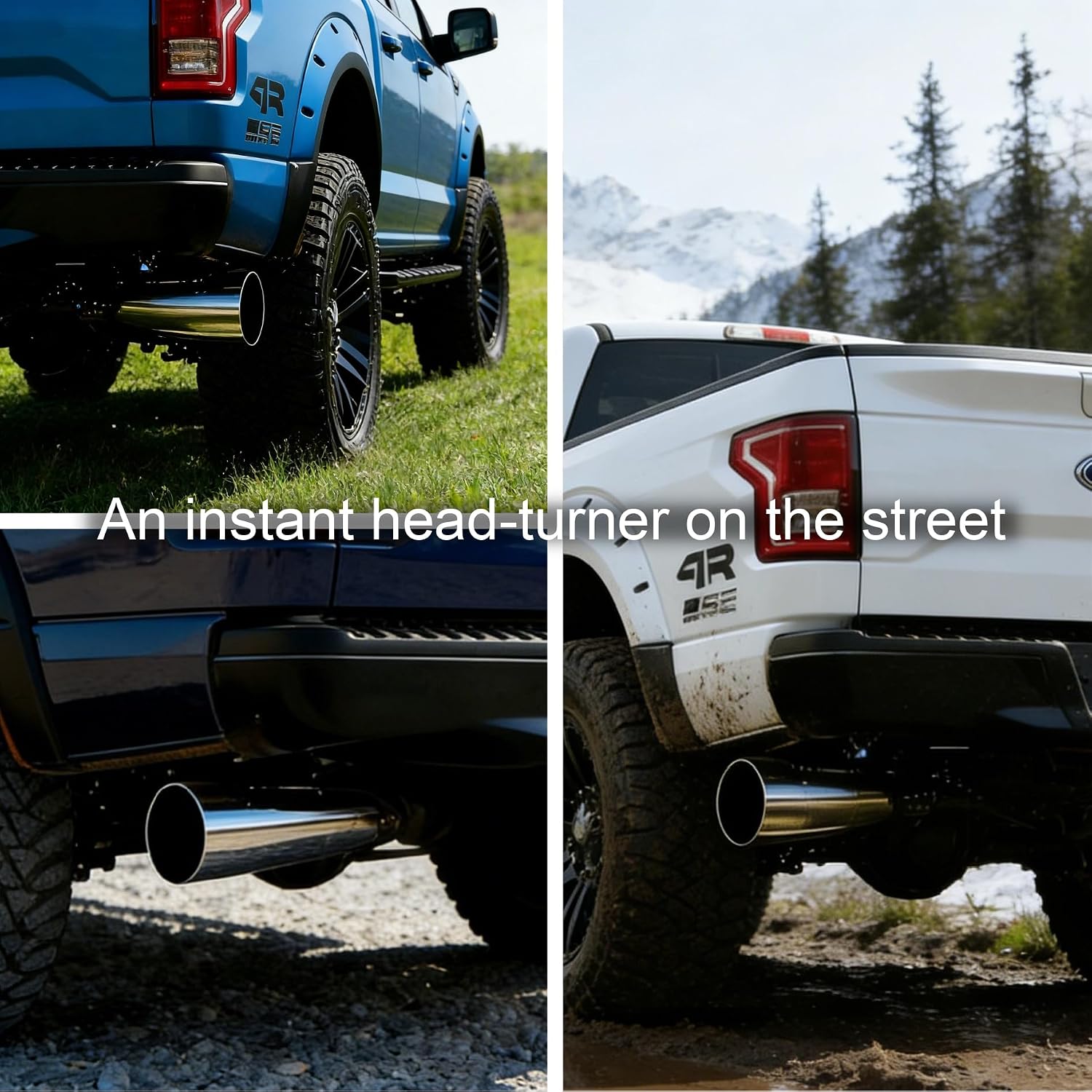 4 to 8 Inch Exhaust Elbow with Clamp - Chrome Plated 4' Inlet 8' Outlet Diesel Exhaust Tip for Trucks, Pickups & Cars