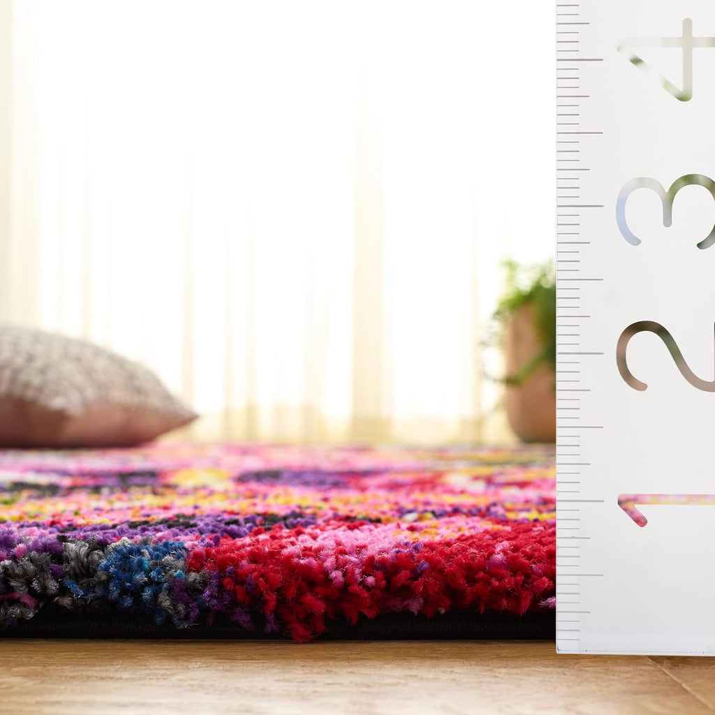 SAFAVIEH Fiesta Shag Collection Area Rug - 9' x 12', Fuchsia & Multi, Rainbow Rose Design, Non-Shedding & Easy Care, 0.5-inch Thick Ideal for High Traffic Areas in Living Room, Bedroom (FSG366B)