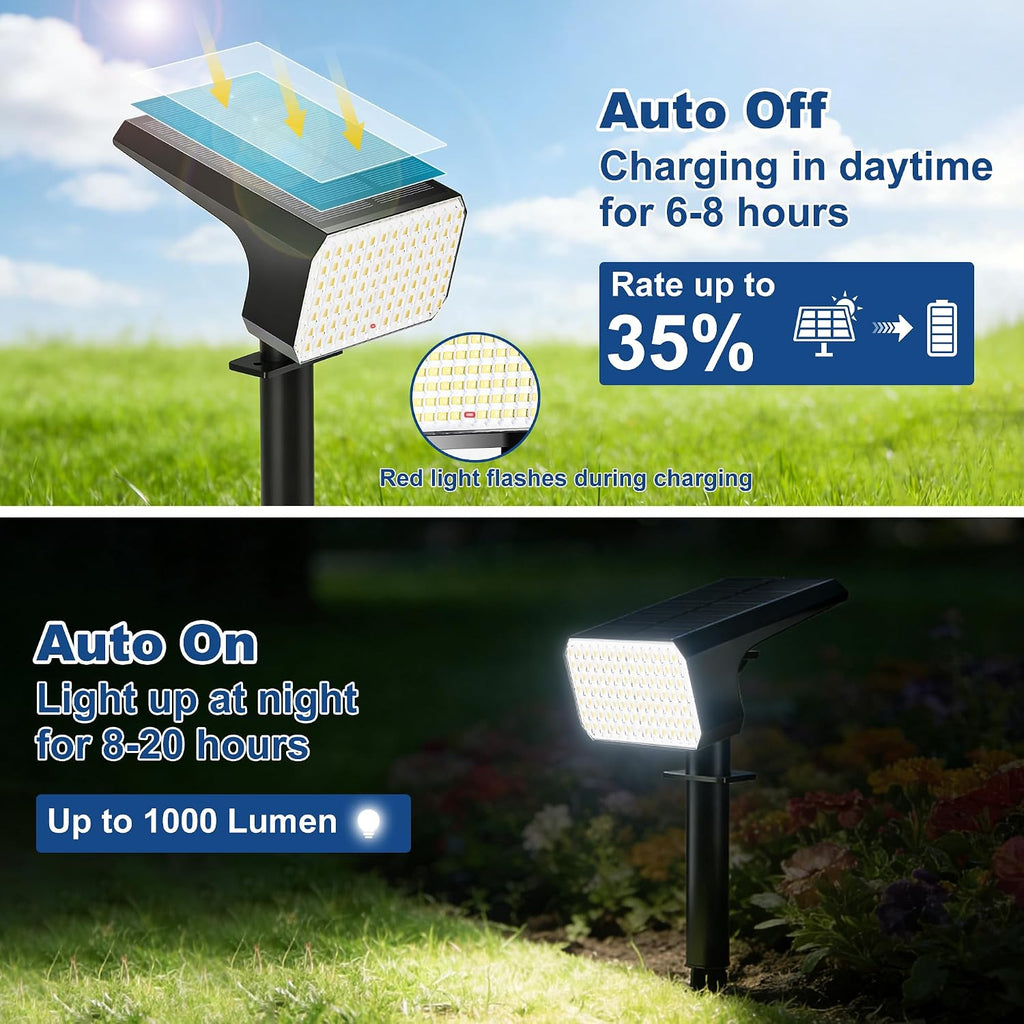 LANSOW Solar Spot Lights Outdoor 90LED 12 Pack Cool White& Solar Lights Outdoor Waterproof 8 Pack Warm White