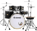 Donner Drum Set Adult with Practice Mute Pad,5-Piece 22 inch Full Size Acoustic Drum Kit, Black- DDS-520