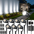 HIBOITEC Low Voltage Landscape Lighting 1200LM 12W with Connectors 100W Transformer Photocell Sensor and Timer Spotlights Landscape Lights Kit IP65 Waterproof 5000K for House Yard Trees Garden 8 Packs