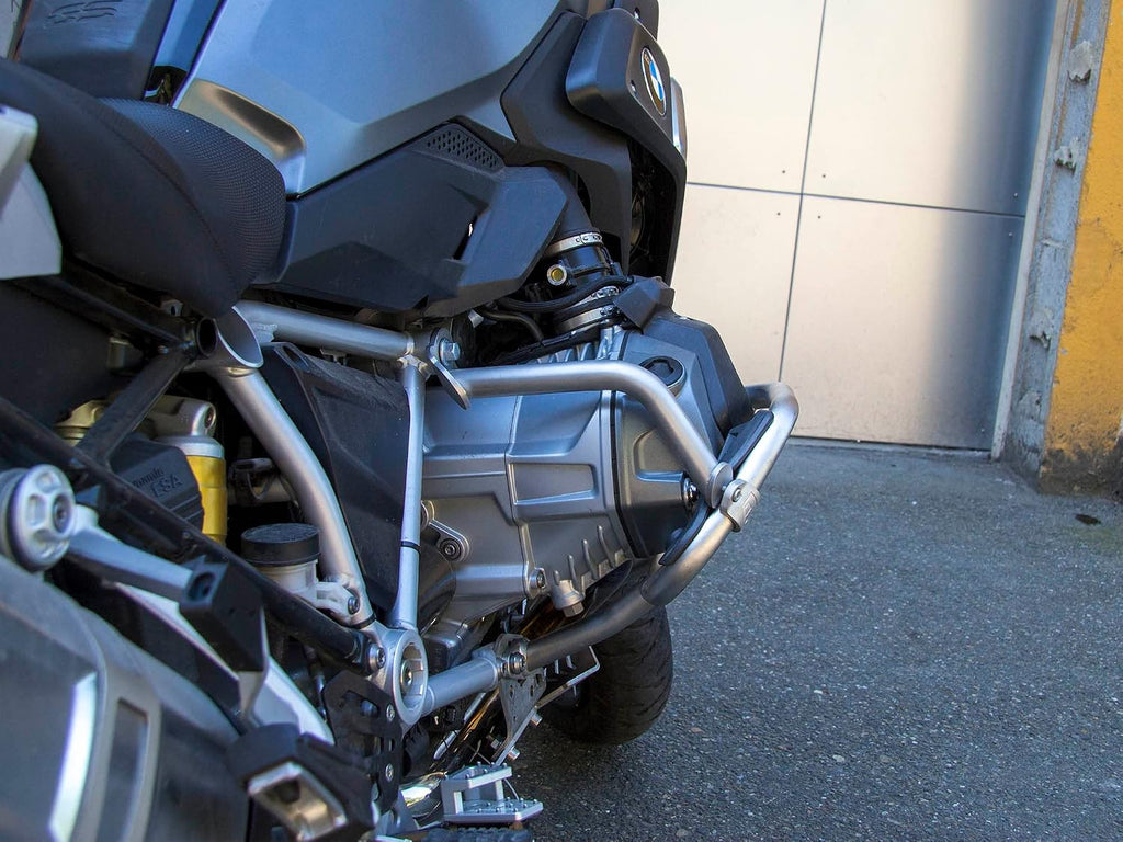 AltRider Reinforcement Crash Bars Compatible with BMW R 1250 GS/GSA - Heavy Duty Stainless Steel 1 Inch Tubing - CNC Machined Through Bolt - Industrial Clamp Mount - Electro-Polish Finish Silver