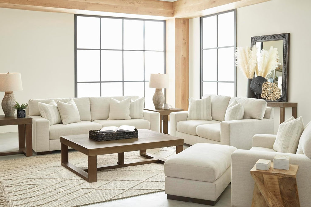 Signature Design by Ashley Maggie Contemporary Upholstered Chair and a Half, Beige