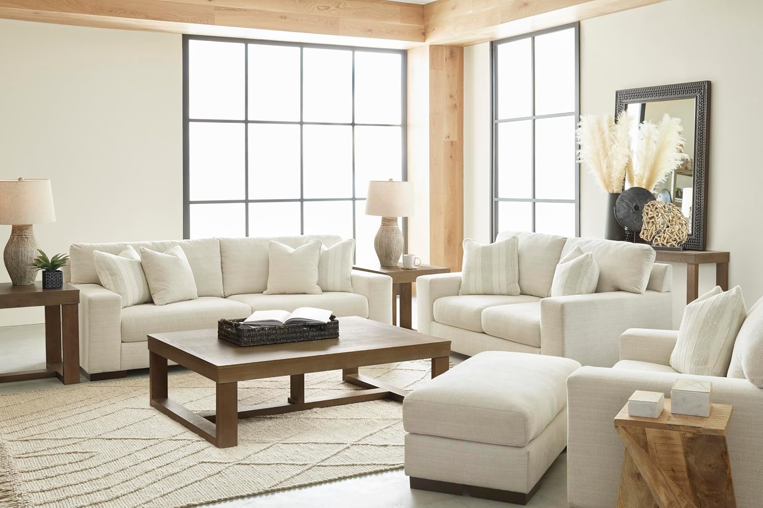 Signature Design by Ashley Maggie Contemporary Upholstered Chair and a Half, Beige