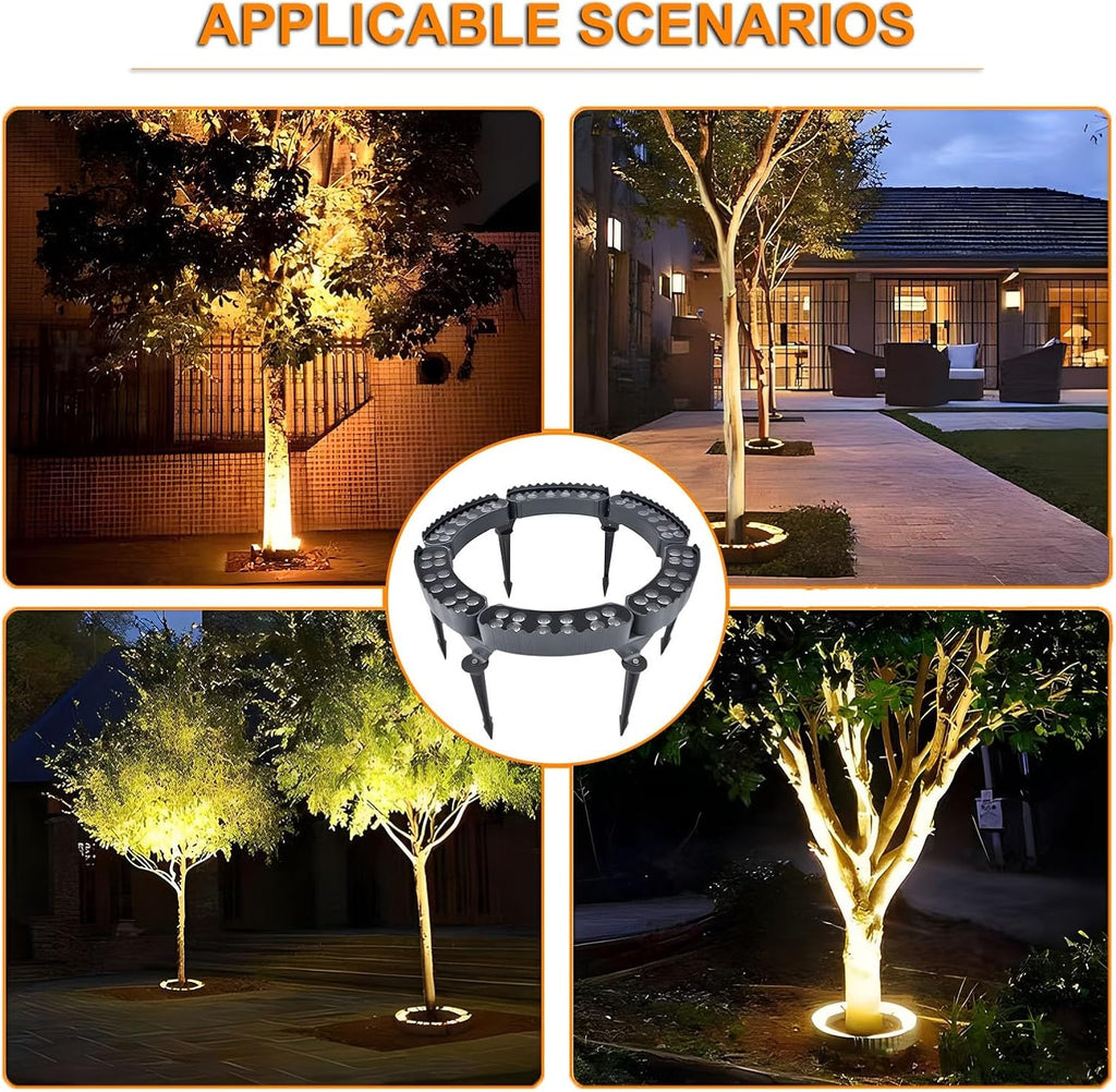 Garden Solar Lights, LED Solar Landscape Spotlights for Big Tree, Outdoor Ring Tree Light, Made to Last(Warm White Light,Pack of 6)
