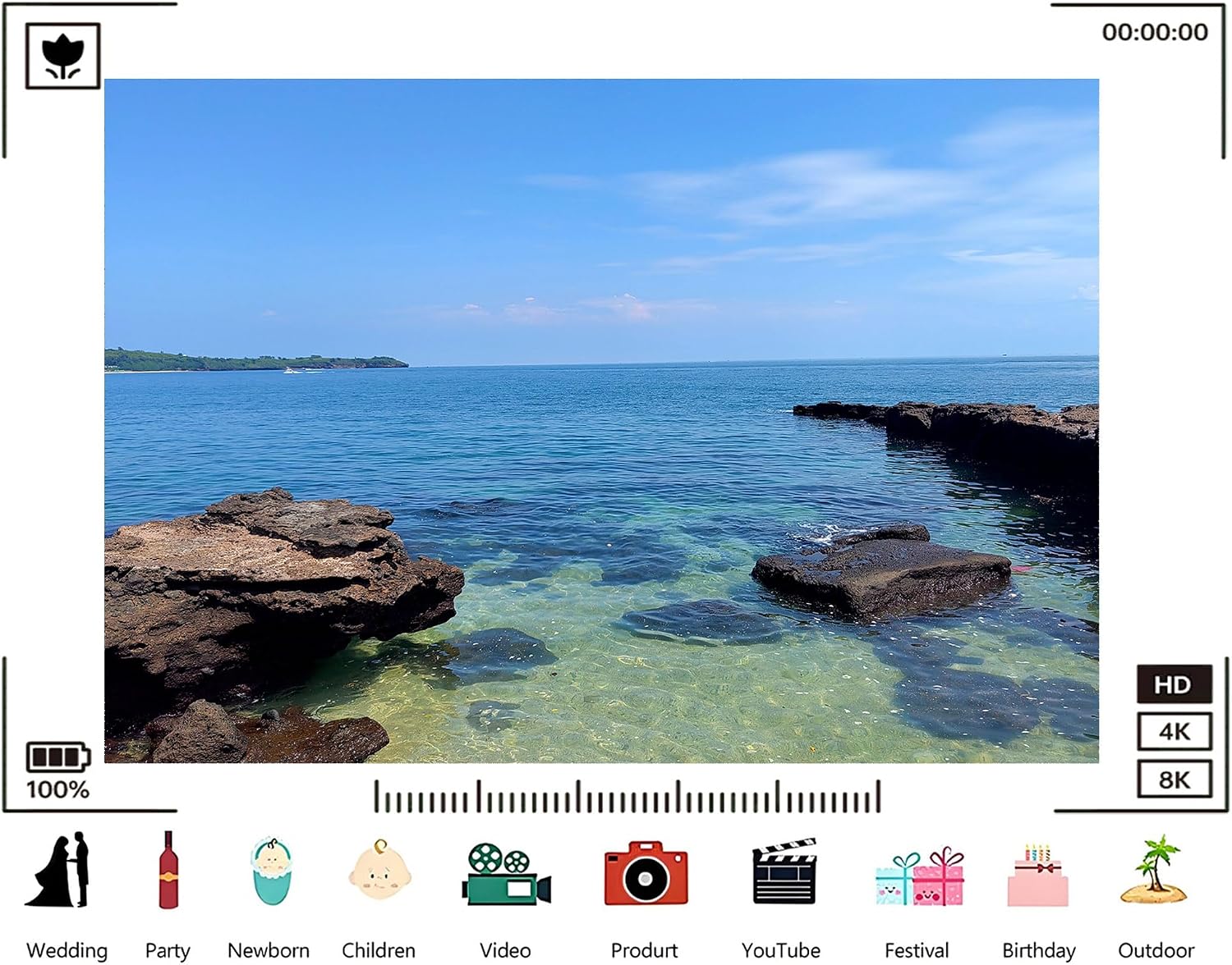 Trykid 20x10ft Rocky Coastal Cove Backdrop Clear Blue Water Volcanic Rock Photography Background Travel Themed Adventure Event Tapestry Party Decoration Photo Studio Prop Fabric