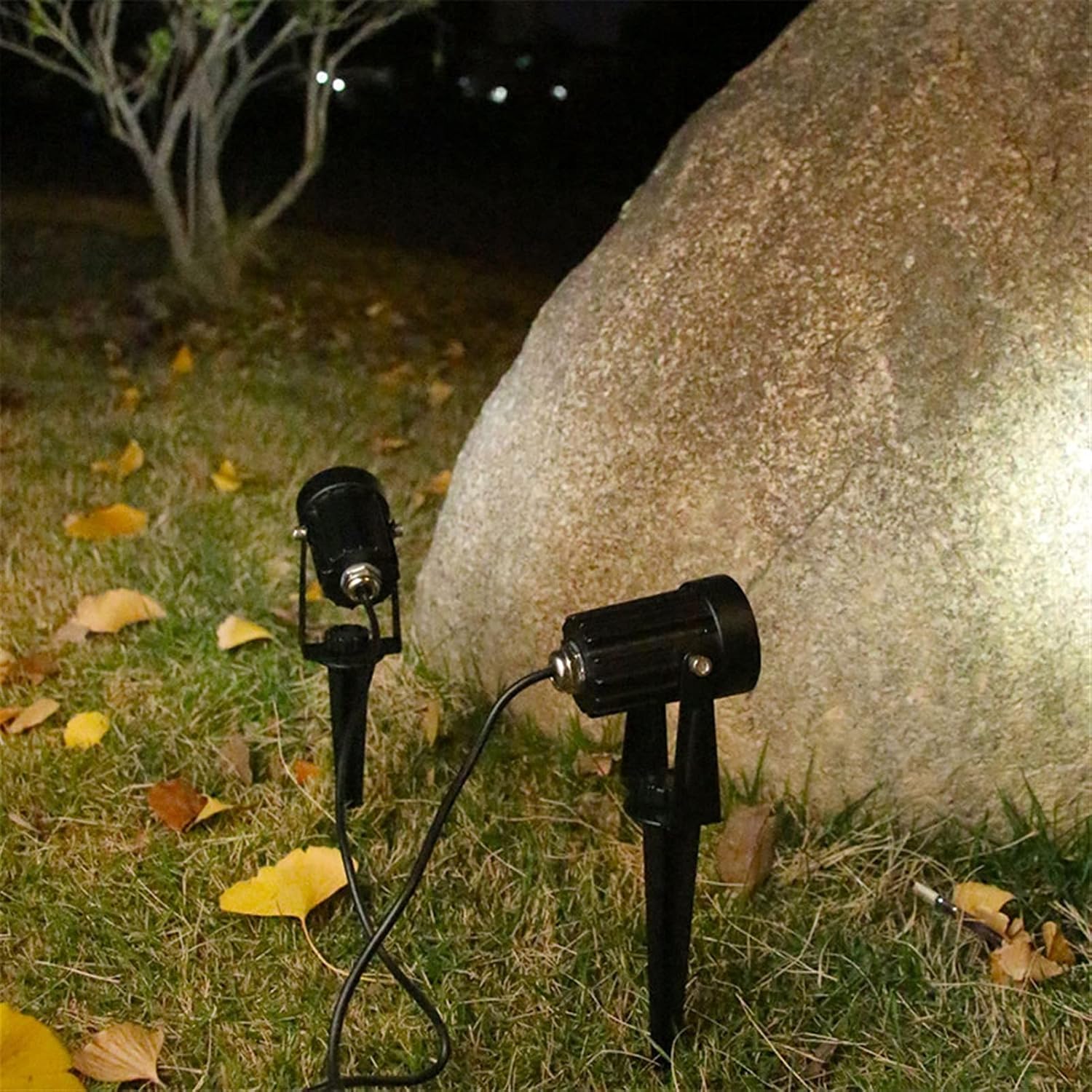 Solar Solar Spotlights Outdoor Ground-Inserting Lawn Lights Landscape Spotlights LED Waterproof Garden Lighting Garden Lights Waterproof (Size : One Drag Two Yellow Light 3000K)