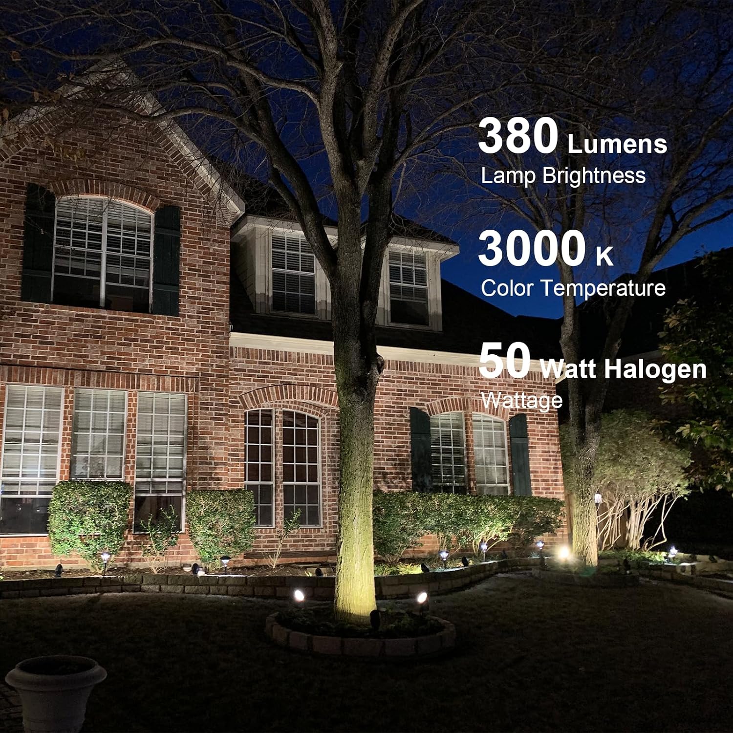 GOODSMANN Low Voltage Landscape Spotlights 50W 8PK Kits Outdoor Flood Lights 3000K Warm White Replaceable Halogen Bulb Outside Hardwired Lighting with Metal Stake Cable Connector