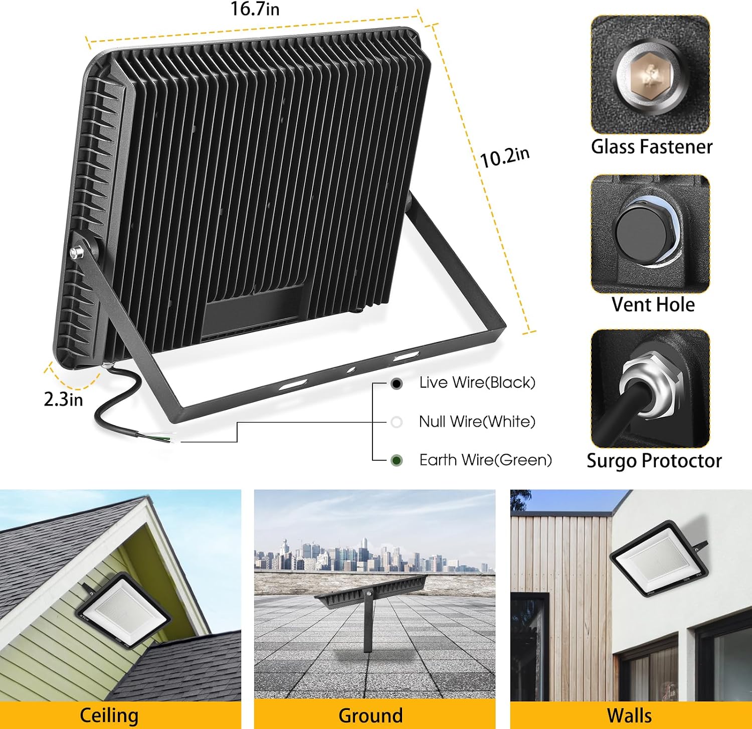 XYCN 2pack 400W LED Flood Lights Outdoor, 5000K Daylight White 50000LM Super Bright LED Arena Lights 100-277V IP66 Waterproof Commercial Lighting for Sports, Fields, Stadiums