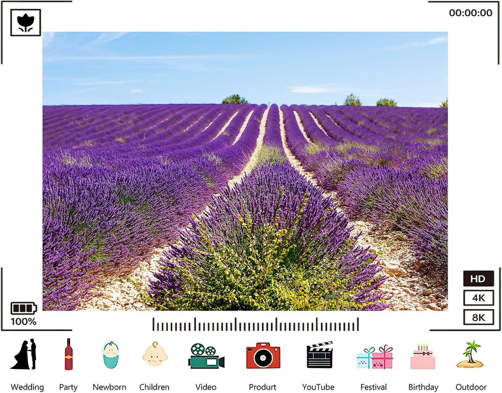 Trykid 20x10ft Lavender Field Backdrop Rows of Purple Blooms Gravel Paths Clear Blue Sky Photography Background Provence Style Festival Event Party Decoration Photo Booth Prop Fabric