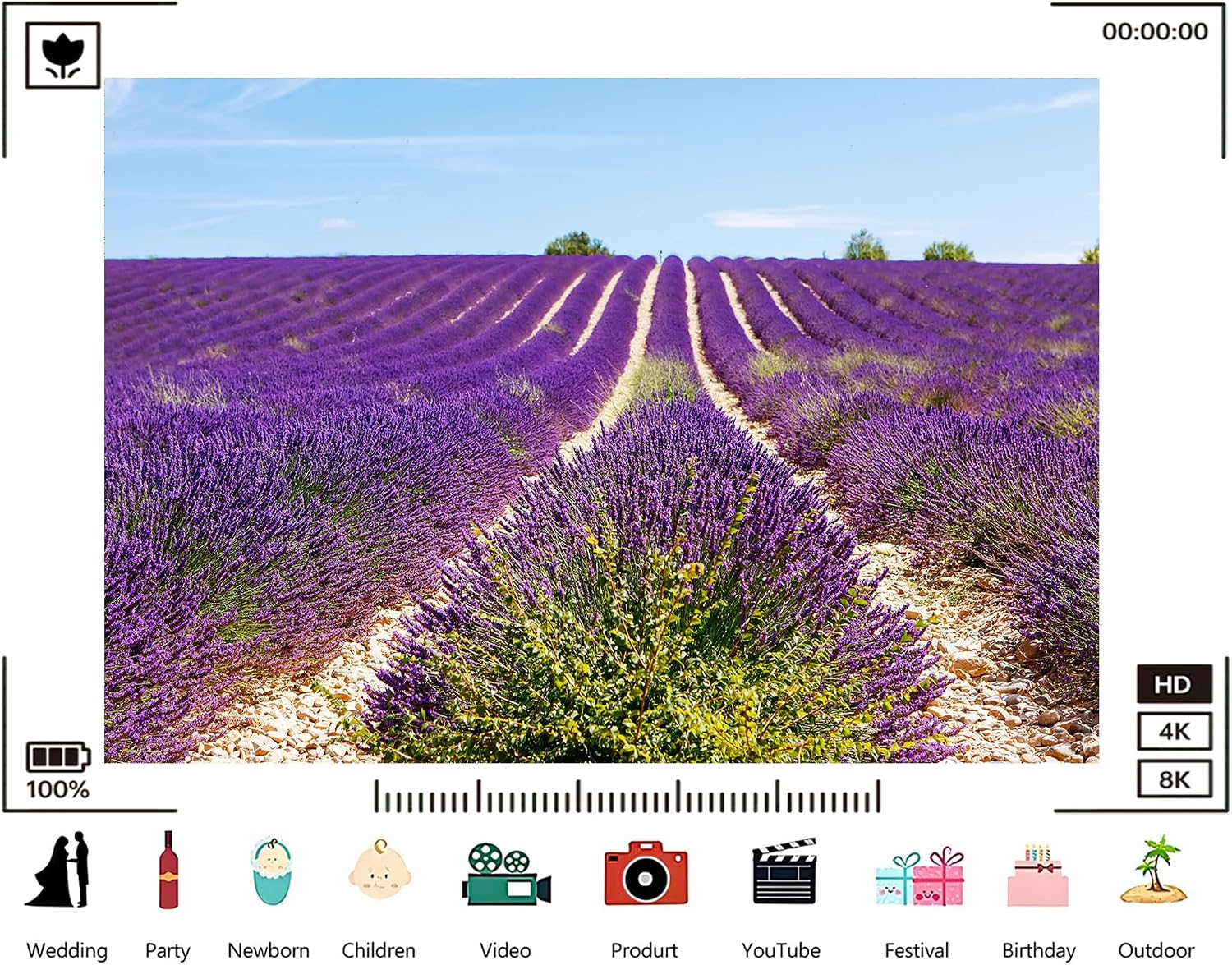 Trykid 20x10ft Lavender Field Backdrop Rows of Purple Blooms Gravel Paths Clear Blue Sky Photography Background Provence Style Festival Event Party Decoration Photo Booth Prop Fabric