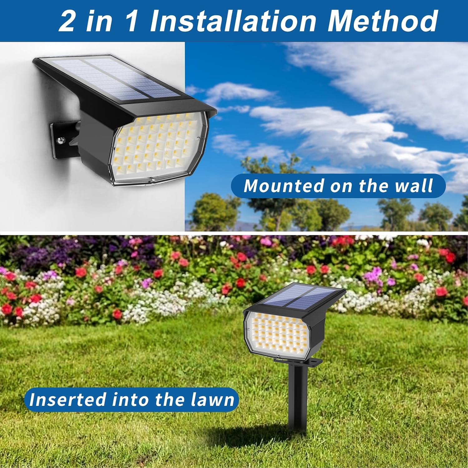 24 Pack Outdoor Solar Lights for Yard Garden, Include 12 Pack Solar Spotlights Outdoor Waterproof Warm White&12 Pack Solar Lights for Outside Cool White