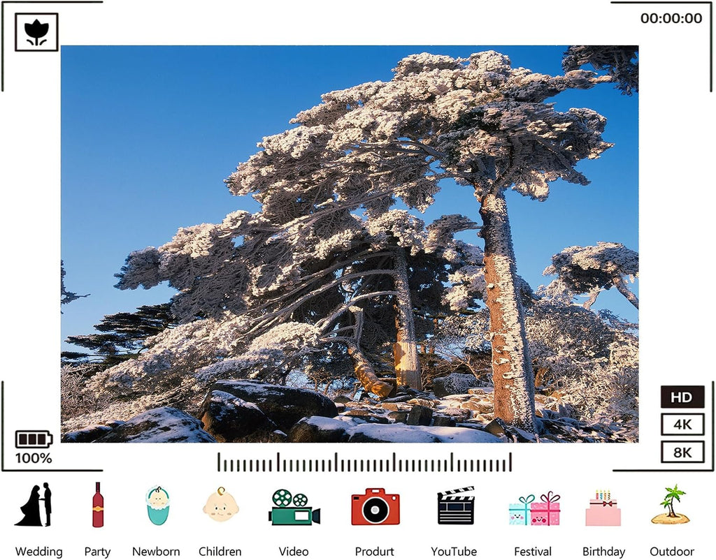 Trykid 20x10ft Snow Covered Pines Backdrop Clear Blue Sky Dense Forests Rocky Terrain Photography Background Countryside Wedding Event Party Decoration Photo Booth Prop Fabric