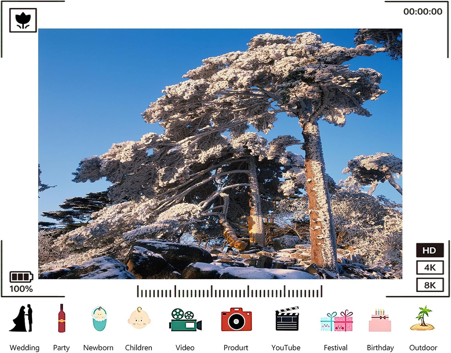Trykid 20x10ft Snow Covered Pines Backdrop Clear Blue Sky Dense Forests Rocky Terrain Photography Background Countryside Wedding Event Party Decoration Photo Booth Prop Fabric