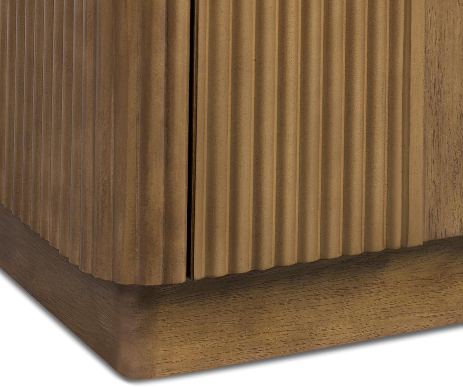 Teamson Home 20'' W Modern Storage 2-Drawer Push to Open Nightstand with Solid Wood Frame, Bedside Table Bedroom Furniture with Reeding Pattern in Scandinavian Style, Greige