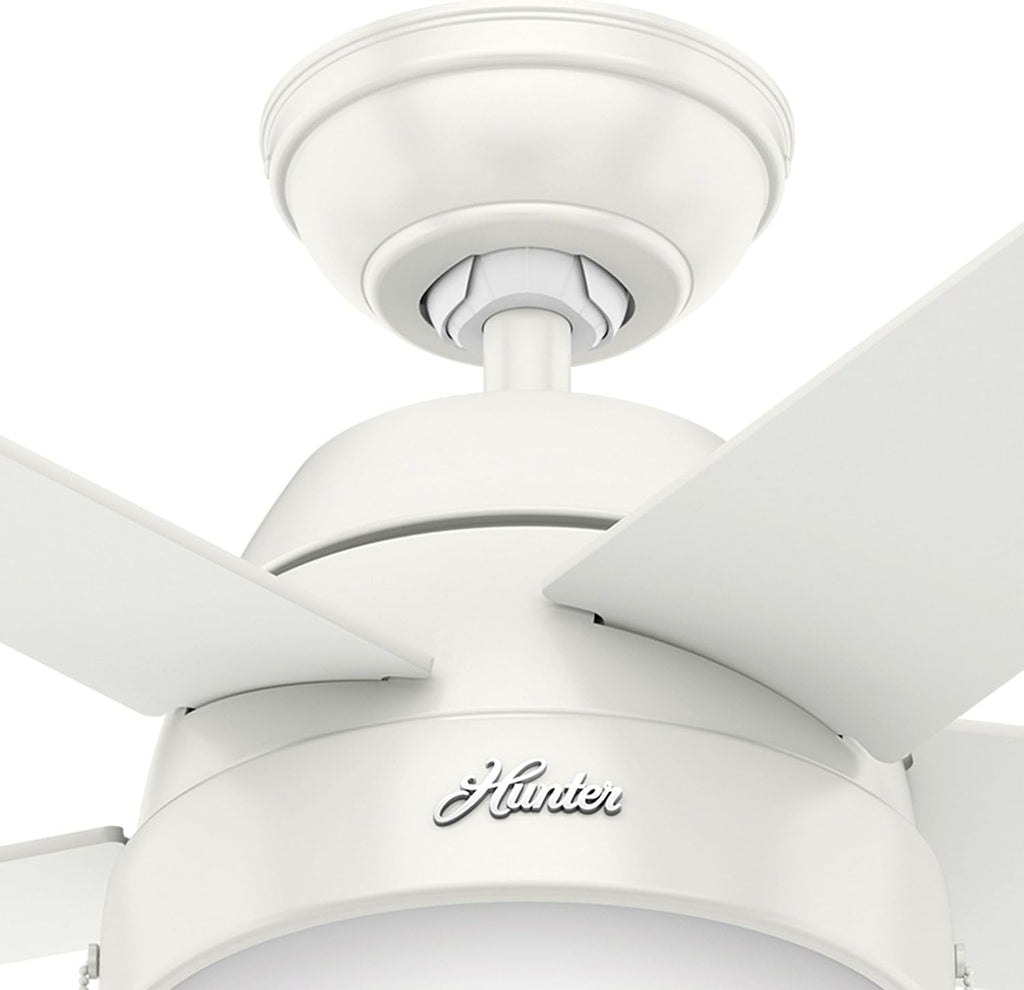 Hunter Fan 46 inch Contemporary Low Profile Ceiling Fan with Light Kit in Fresh White (Renewed)