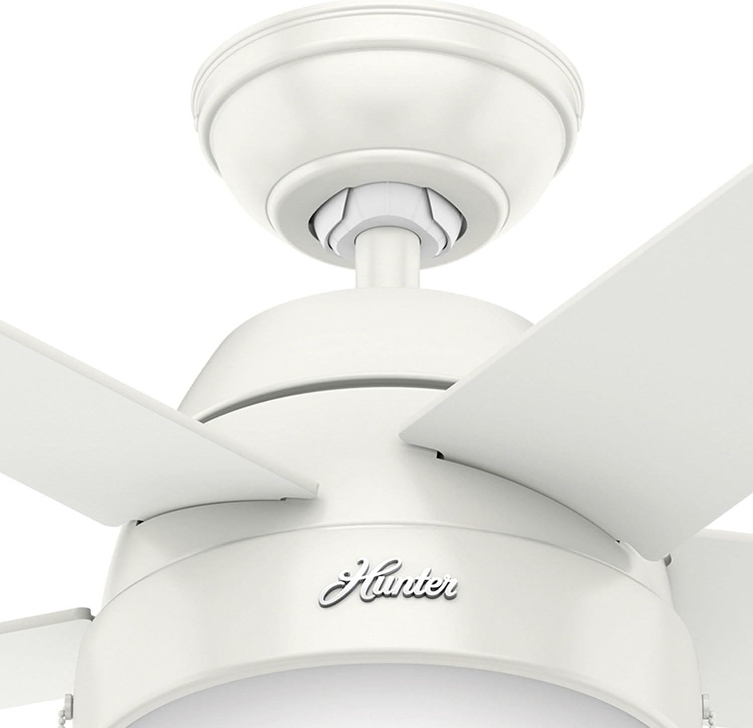 Hunter Fan 46 inch Contemporary Low Profile Ceiling Fan with Light Kit in Fresh White (Renewed)
