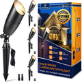 Gardenreet Brass Landscape Lighting - Black Low Voltage Spotlights Outdoor LED, 12V Wired Uplights, Waterproof Spot Lights, Adjustable Focus for Outside Trees Without MR16 Bulb (4 Pack)