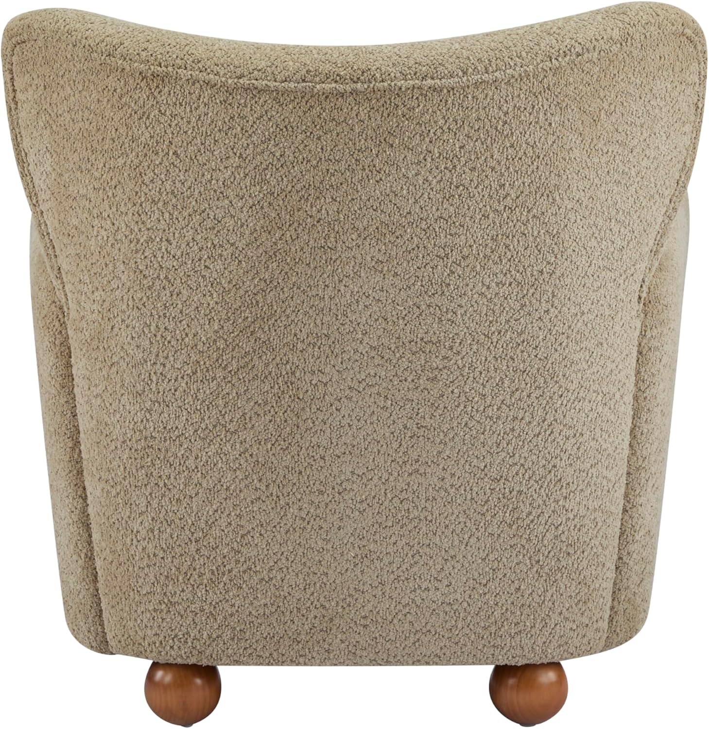 Christopher Knight Home Lindy Wingback Accent Chair, Upholstered Armchair with Rounded Wooden Legs, Curved Backrest Single Sofa, Soft Cushion Seating, Comfy Lounge Chair for Living Room, Light Brown