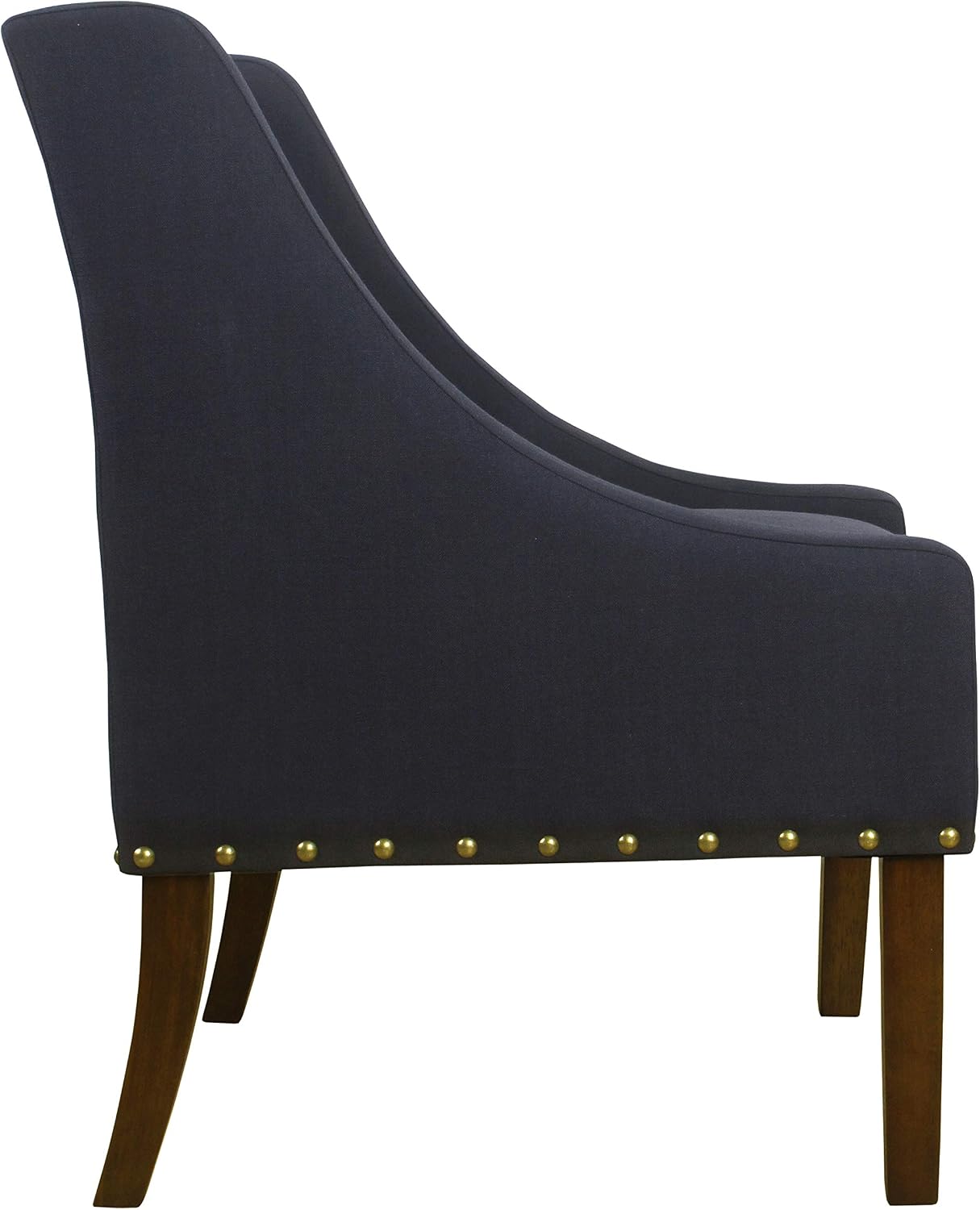 Homepop Home Decor | Upholstered Classic Swoop Arm Accent Chair | Accent Chairs for Living Room & Bedroom | Decorative Home Furniture, Deep Navy
