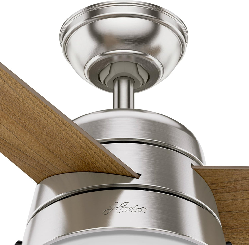 Hunter Fan 36 inch Ceiling Fan in Brushed Nickel with LED Light Kit (Renewed)