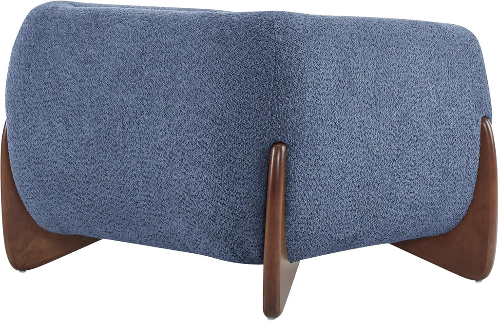 Christopher Knight Home Holly Modern Boucle Fabric Upholstered Club Chair for Living Room, Home Office, Apartment, Relaxing Chair with Removable Cushion and Birch Wood Legs, Blue + Walnut