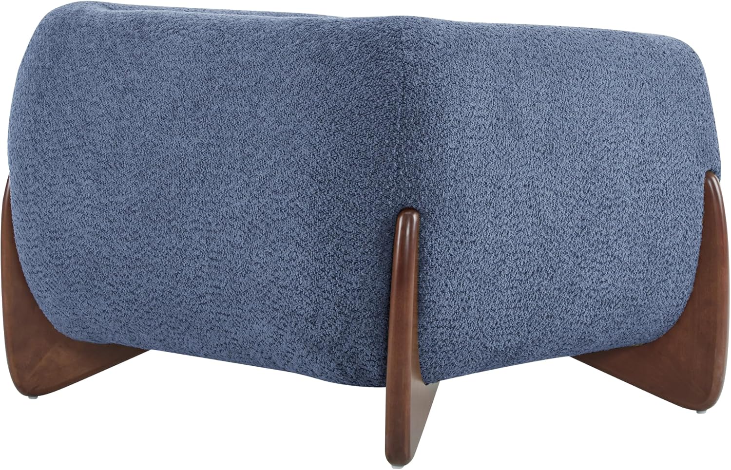 Christopher Knight Home Holly Modern Boucle Fabric Upholstered Club Chair for Living Room, Home Office, Apartment, Relaxing Chair with Removable Cushion and Birch Wood Legs, Blue + Walnut