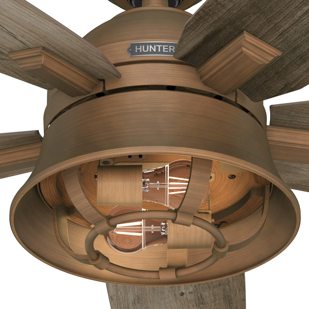 Hunter Fan 52 inch Casual Weathered Copper Indoor Ceiling Fan with LED Light Kit and Remote Control (Renewed)