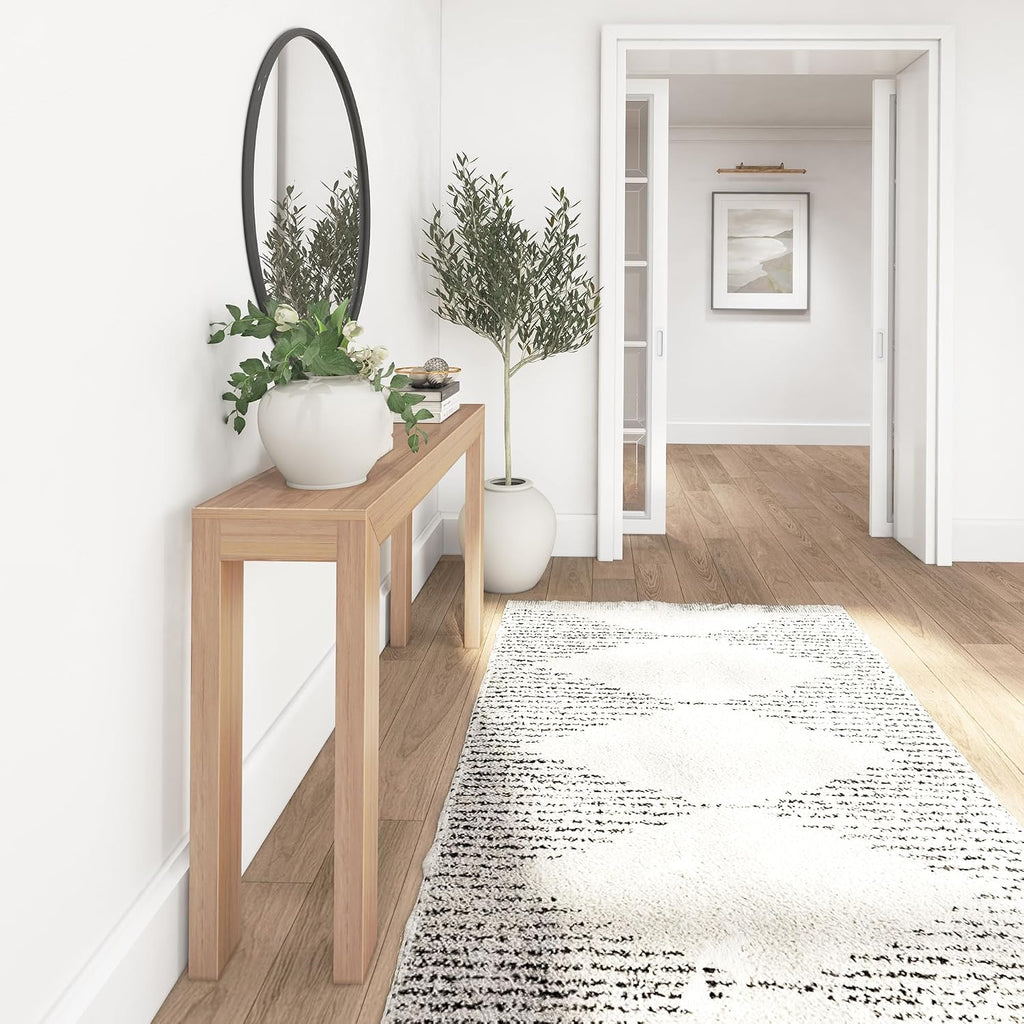 Plank+Beam Modern 56 Inch Console Table, Solid Pine Wood Entryway Table, Narrow Sofa Table for Hallway or Living Room, Blonde